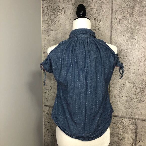 🚨 Anthro Holding Horses Cold Shoulder Chambray Dot - Picture 4 of 11